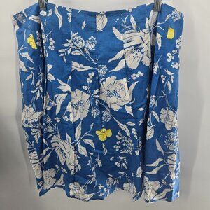 Vintage Old Navy Blue White Tropical Floral Low Waist 100% Cotton Mini Skirt 20